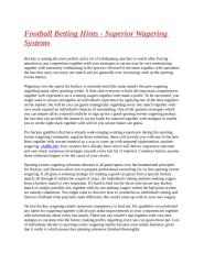 Football Betting Hints - Superior Wagering Systems.docx